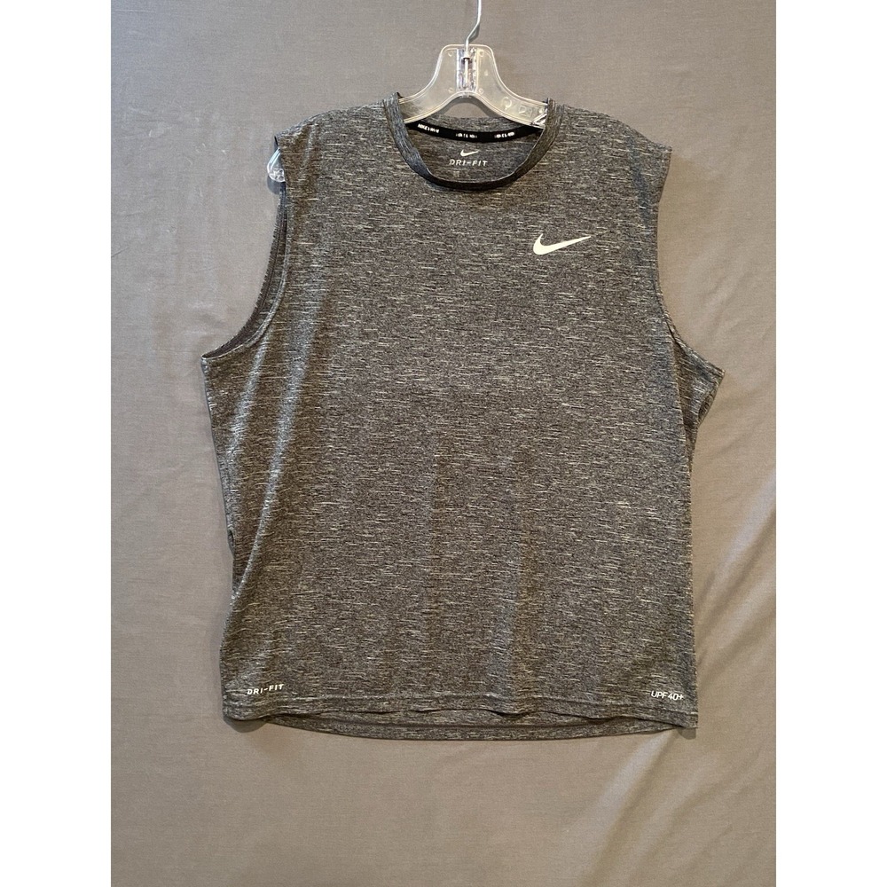 Nike Dri-Fit UPF 40+ Sleeveless Training Tank Mens L Gray Heather Muscle Tank